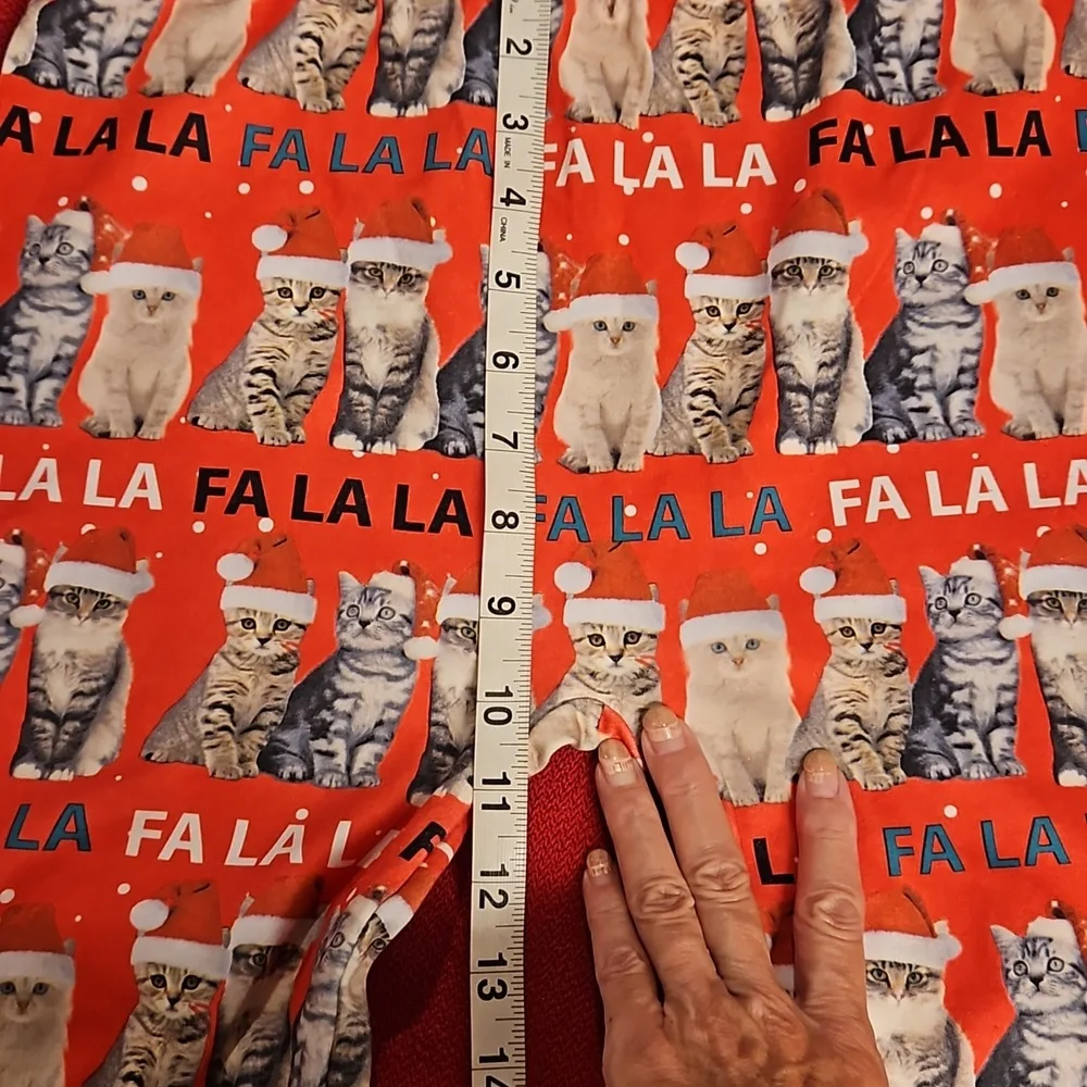 Kittens wearing Santa hats Fa la la Holiday Christmas leggings  M/L Capelli - Picture 4 of 7